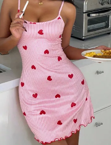 Rochie de noapte SHEIN, roz/alb