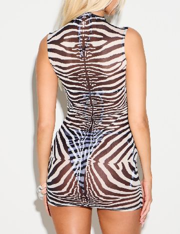 Rochie scurta KIZN, alb/negru