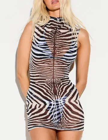 Rochie scurta KIZN, alb/negru