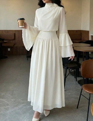 Rochie lunga SHEIN, crem