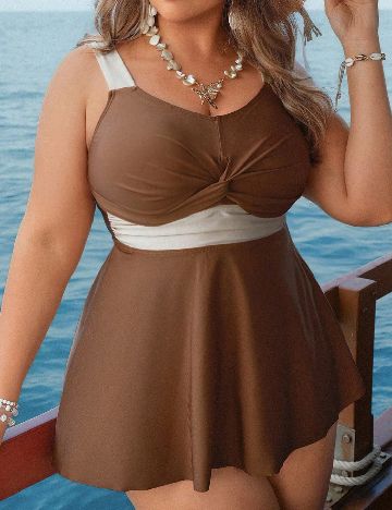Costum de baie SHEIN CURVE, maro