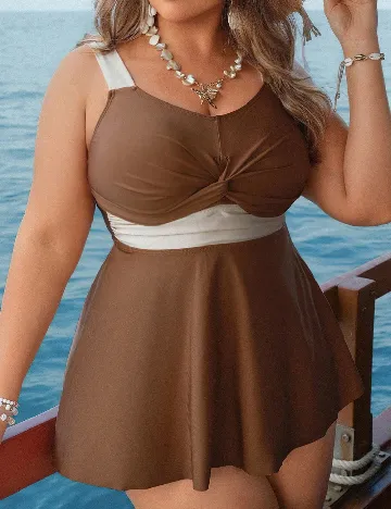 Costum de baie SHEIN CURVE, maro