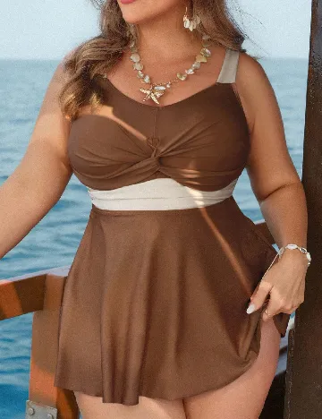 Costum de baie SHEIN CURVE, maro