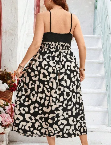 Rochie lunga SHEIN CURVE, negru/crem