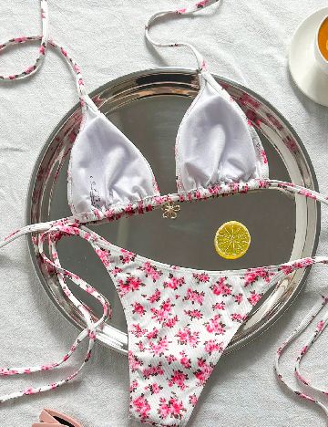 Costum de baie SHEIN, floral print