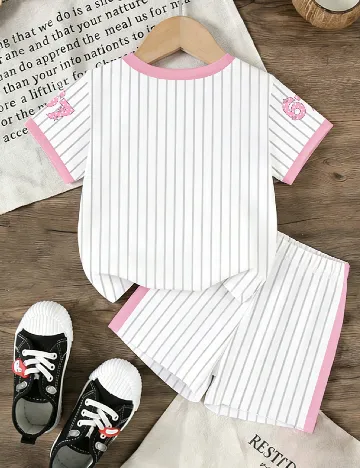 Compleu Shein Kids, alb/roz