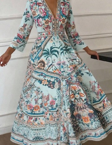 Rochie lunga Dazy, floral print