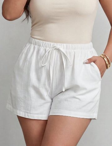 Pantaloni scurti SHEIN CURVE, alb