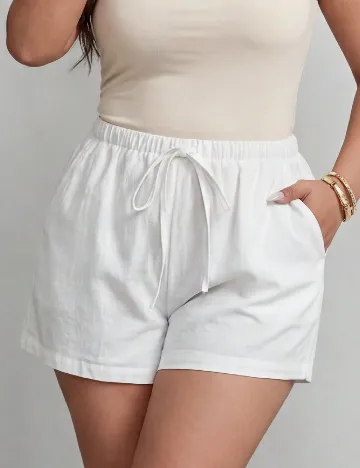 Pantaloni scurti SHEIN CURVE, alb