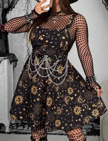 Rochie scurta SHEIN CURVE, negru/crem