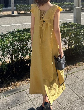 Rochie lunga Friful, mustar