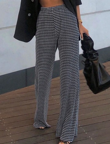 Pantaloni SHEIN, alb/negru