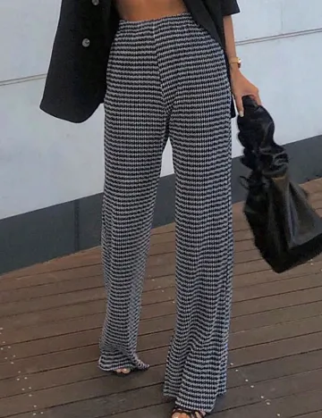 Pantaloni SHEIN, alb/negru