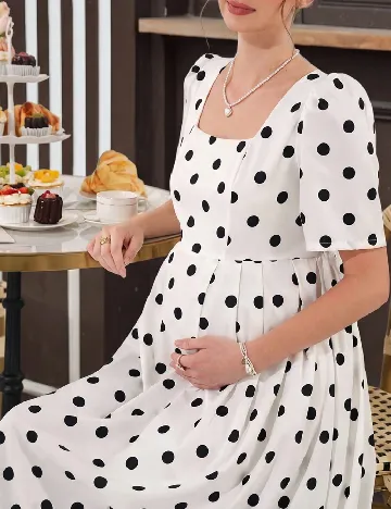 Rochie lunga SHEIN Maternity, alb/negru