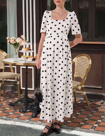 Rochie lunga SHEIN Maternity, alb/negru