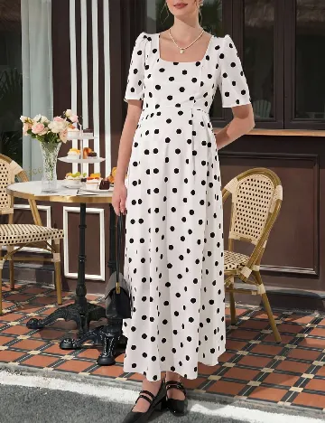 Rochie lunga SHEIN Maternity, alb/negru