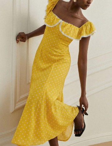 Rochie medie Aveloria, galben