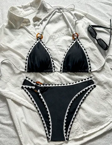 Costum de baie SHEIN, negru/alb