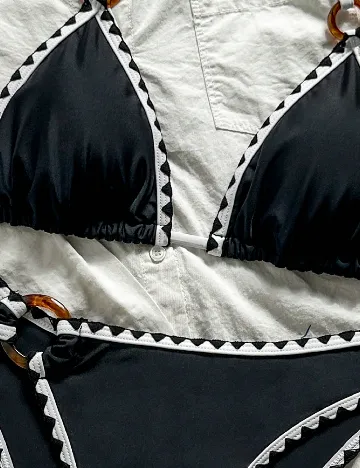 Costum de baie SHEIN, negru/alb