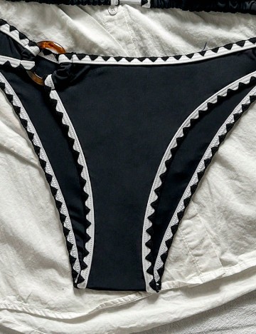 Costum de baie SHEIN, negru/alb