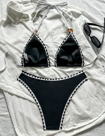 Costum de baie SHEIN, negru/alb