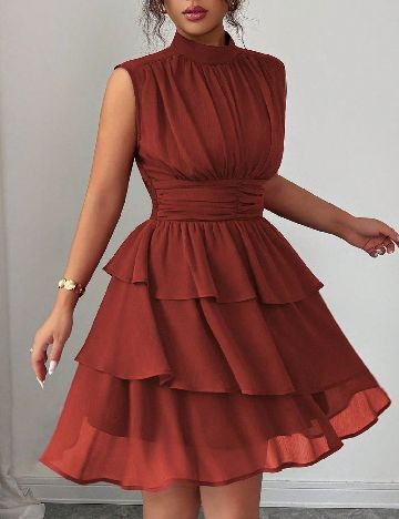 Rochie scurta SHEIN, caramiziu