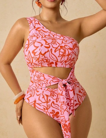Costum de baie SHEIN CURVE, roz