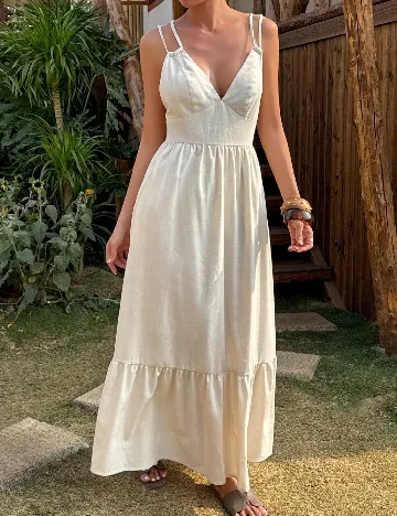 Rochie lunga Dazy, bej