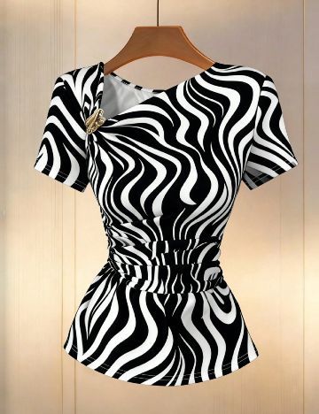 Bluza SHEIN, alb/negru
