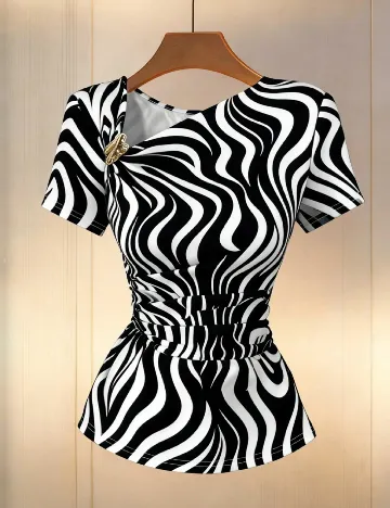 Bluza SHEIN, alb/negru