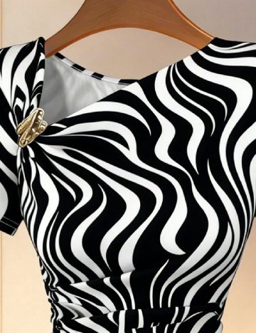 Bluza SHEIN, alb/negru