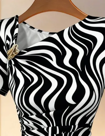 Bluza SHEIN, alb/negru