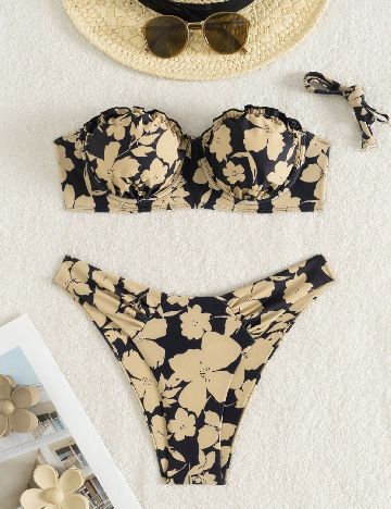 Costum de baie SHEIN, crem/negru