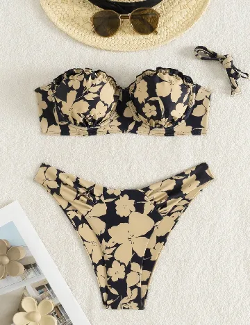 Costum de baie SHEIN, crem/negru