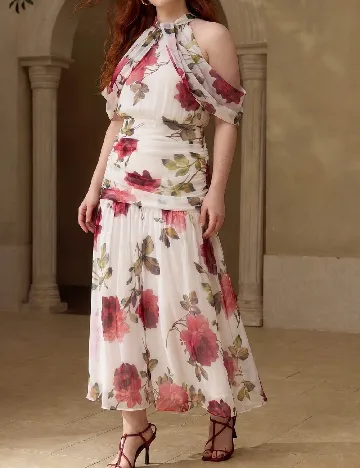 Rochie lunga MOTF Plus Size, floral print