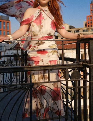 Rochie lunga MOTF Plus Size, floral print