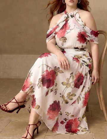 Rochie lunga MOTF Plus Size, floral print