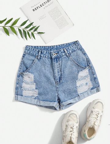Pantaloni scurti SHEIN CURVE, albastru