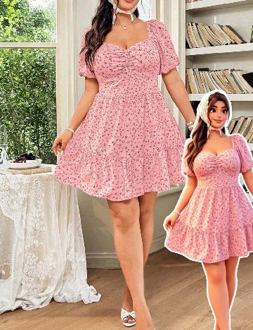 Rochie scurta SHEIN CURVE, roz