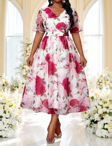 Rochie medie SHEIN CURVE, floral print