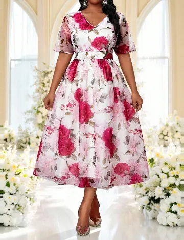 Rochie medie SHEIN CURVE, floral print