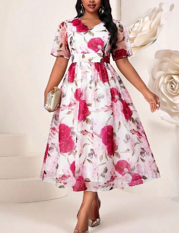 Rochie medie SHEIN CURVE, floral print