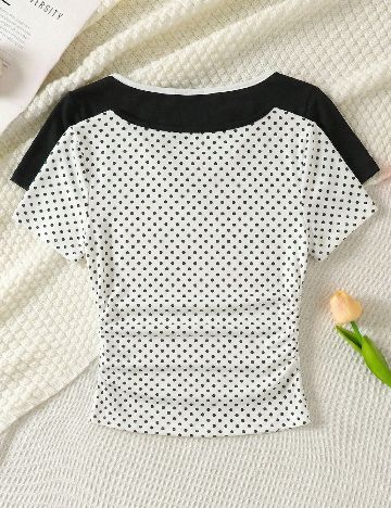 Set Tricouri 2 bucati Shein Kids, alb/negru
