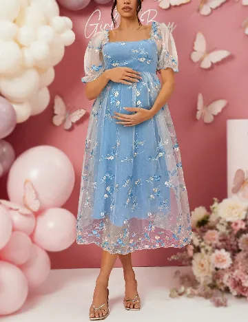 Rochie medie SHEIN Maternity, albastru