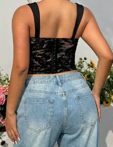 Top SHEIN CURVE, crem/negru