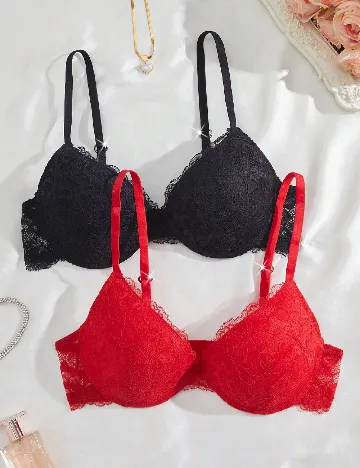 Set sutiene 2 bucati SHEIN, rosu/negru