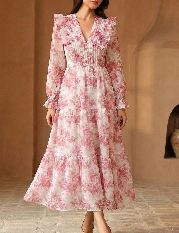 Rochie lunga Anewsta, roz