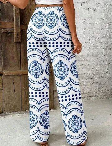 Pantaloni SHEIN, alb/albastru
