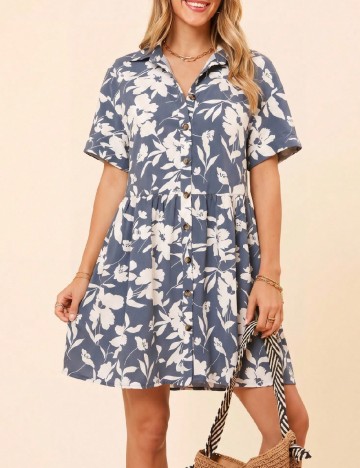 Rochie scurta SHEIN, alb/albastru
