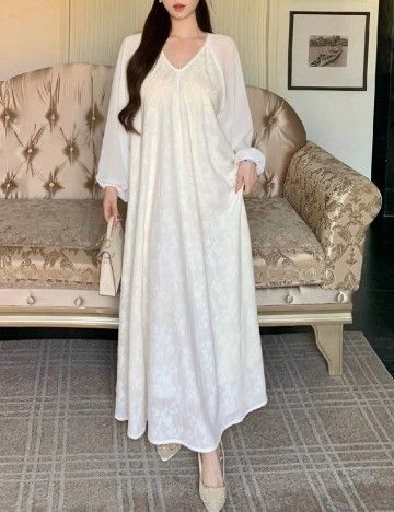 Rochie lunga Dazy, ecru